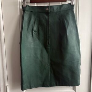 VINTAGE M.J. Carroll Green Leather Skirt